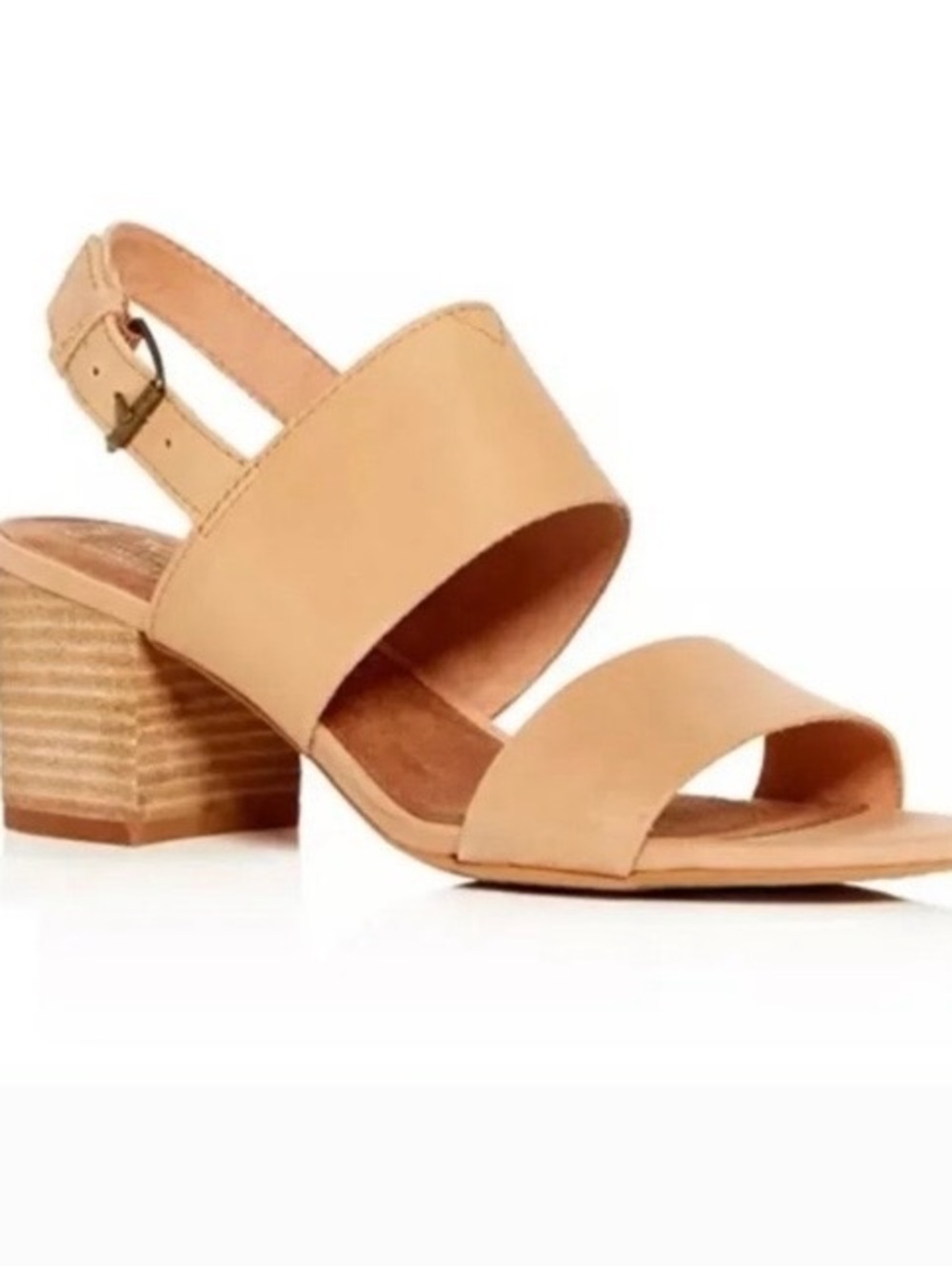 NWOT or box Toms Poppy Honey Leather Sling back Block Heel Sandal Sz 9.5